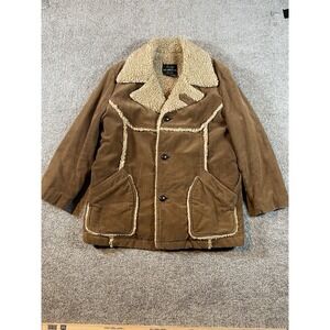Vintage Corduroy Sears Western Coat Sherpa Lined Brown XL Barn Chore Jacket